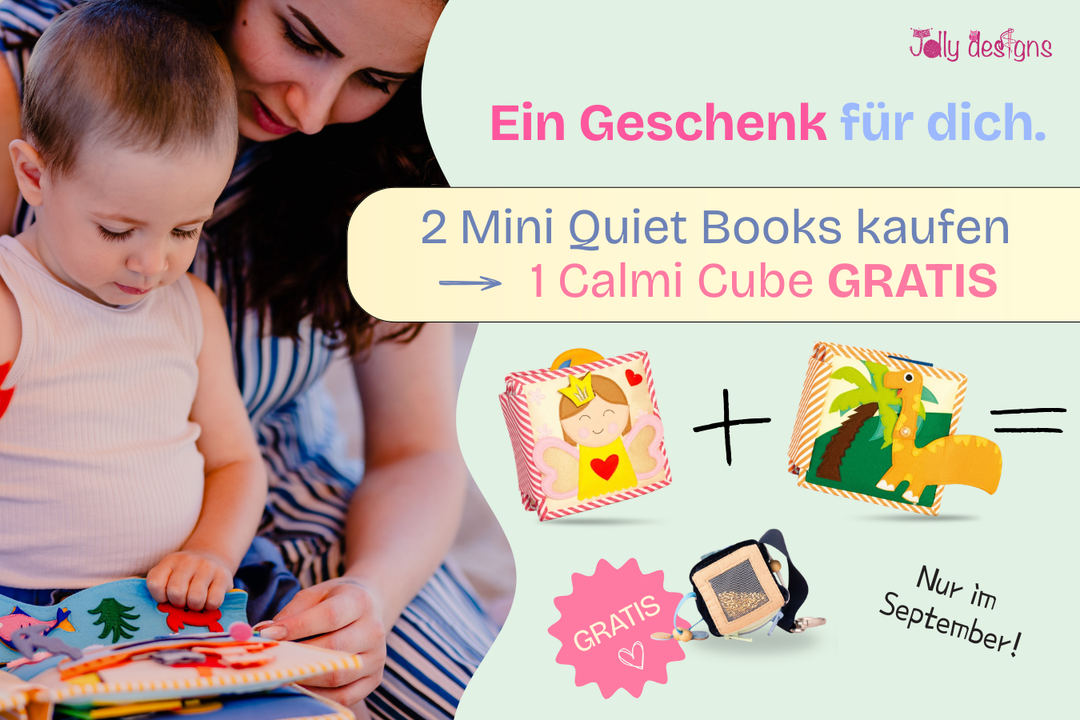 Kauf 2 Mini Quiet Books – dein Calmi Cube ist gratis.