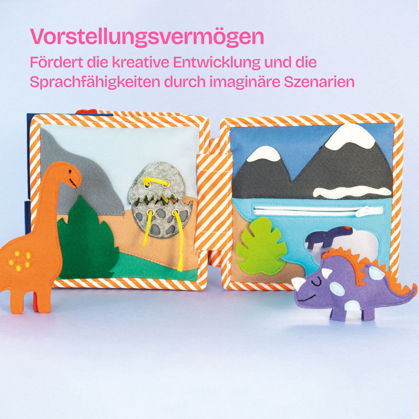 Dino amis – Mini quiet book de 6 pages