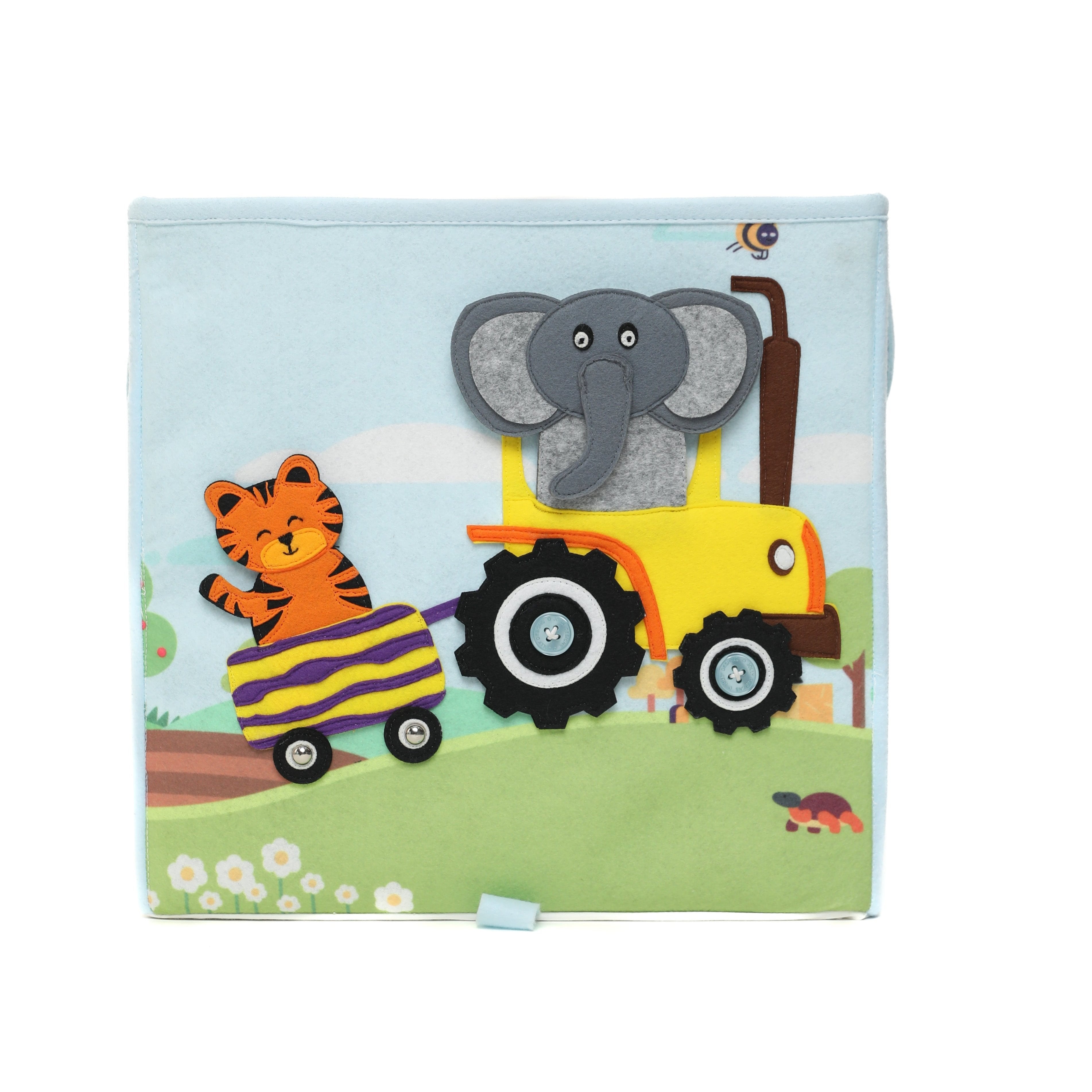 Boîte de rangement - Le train des animaux (carrée)